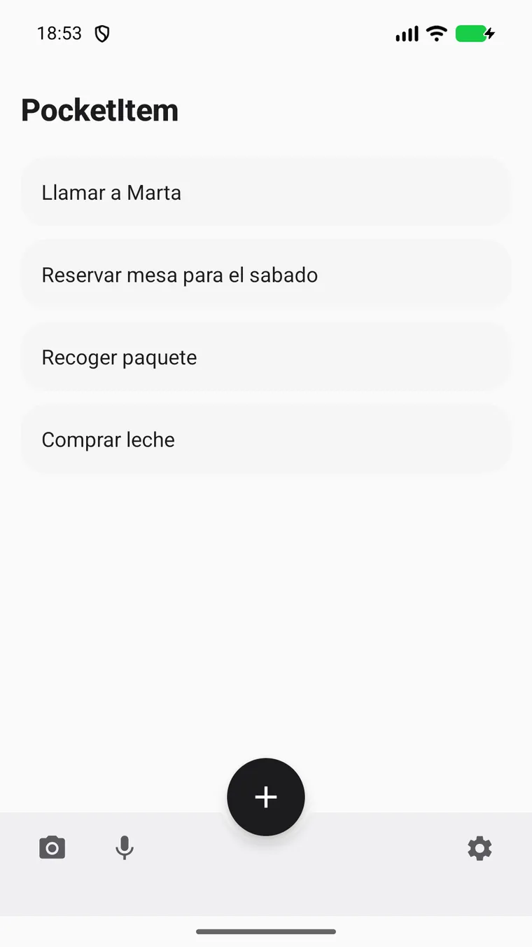 Lista principal de PocketItem