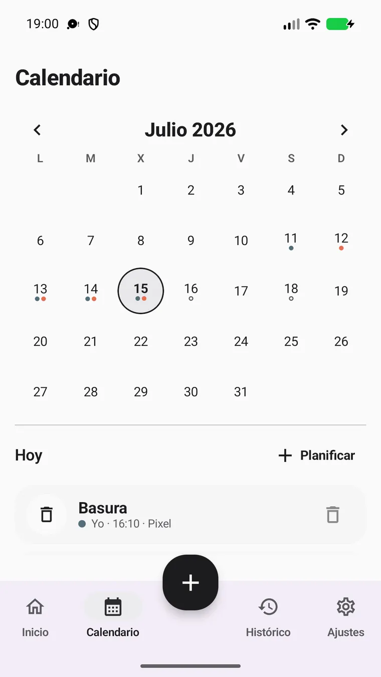 Calendario de tareas de Taskasa